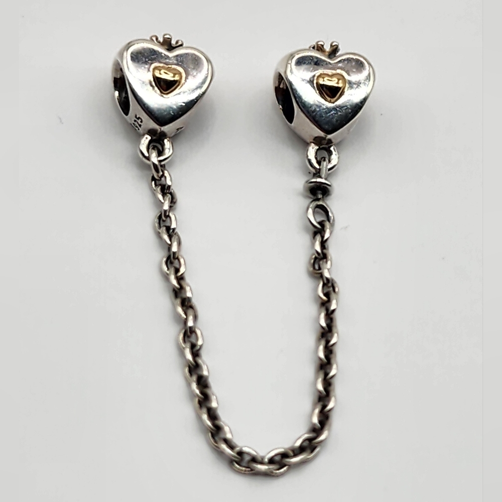Pandora Silver and Gold Heart Safety Chain